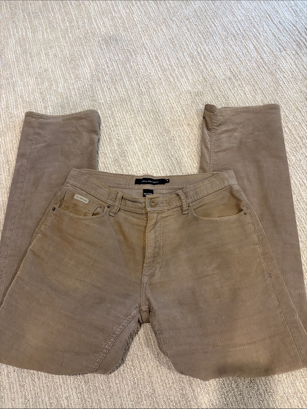 Calvin Klein Jeans Khaki  Corduroys 32 waist 30/31 length. Lots of life left.